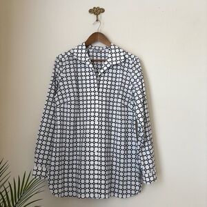 Hinson Wu Black & White Geo Print Button Front Katherin Shirt Sz 10 Quiet Luxury
